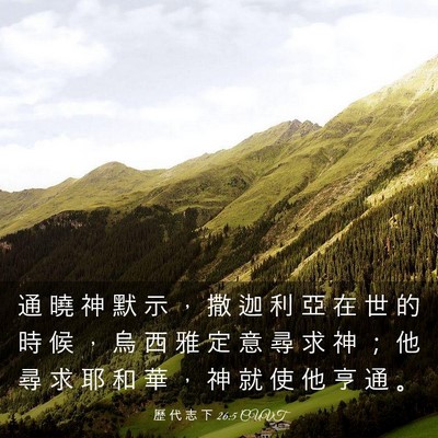 Picture 03 - 歷 代 志 下 26:5 CUVT - 通 曉 神 默 示 ， 撒 迦 利 亞 在 世 - Bible Verse Picture