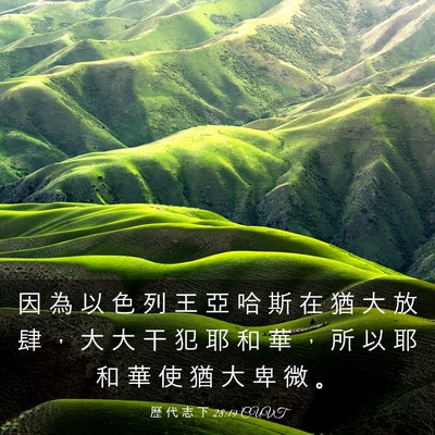 Picture 03 - 歷 代 志 下 28:19 CUVT - 因 為 以 色 列 王 亞 哈 斯 在 猶 大 - Bible Verse Picture