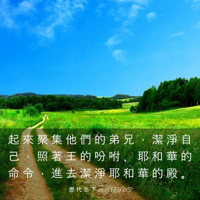 Picture 03 - 歷 代 志 下 29:15 CUVT - 起 來 聚 集 他 們 的 弟 兄 ， 潔 淨 - Bible Verse Picture