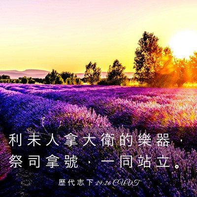 Picture 03 - 歷 代 志 下 29:26 CUVT - 利 未 人 拿 大 衛 的 樂 器 ， 祭 司 - Bible Verse Picture