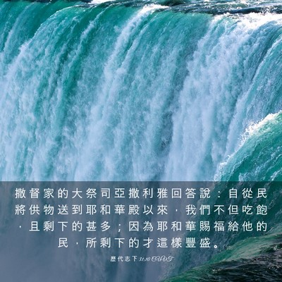 Picture 03 - 歷 代 志 下 31:10 CUVT - 撒 督 家 的 大 祭 司 亞 撒 利 雅 回 - Bible Verse Picture