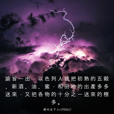 Picture 03 - 歷 代 志 下 31:5 CUVT - 諭 旨 一 出 ， 以 色 列 人 就 把 初 - Bible Verse Picture