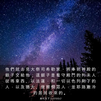 Picture 03 - 歷 代 志 下 34:9 CUVT - 他 們 就 去 見 大 祭 司 希 勒 家 ， - Bible Verse Picture