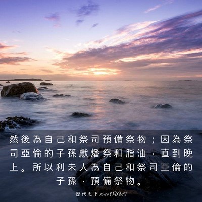Picture 03 - 歷 代 志 下 35:14 CUVT - 然 後 為 自 己 和 祭 司 預 備 祭 物 - Bible Verse Picture
