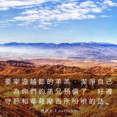 Picture 03 - 歷 代 志 下 35:6 CUVT - 要 宰 逾 越 節 的 羊 羔 ， 潔 淨 自 - Bible Verse Picture