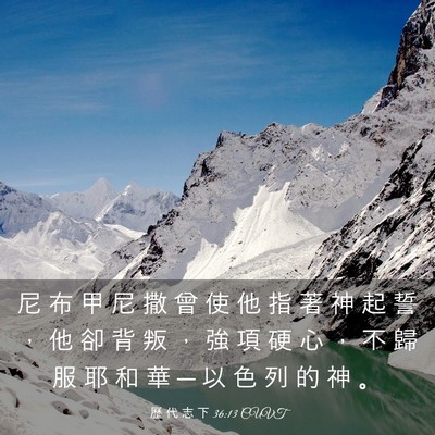 Picture 03 - 歷 代 志 下 36:13 CUVT - 尼 布 甲 尼 撒 曾 使 他 指 著 神 起 - Bible Verse Picture