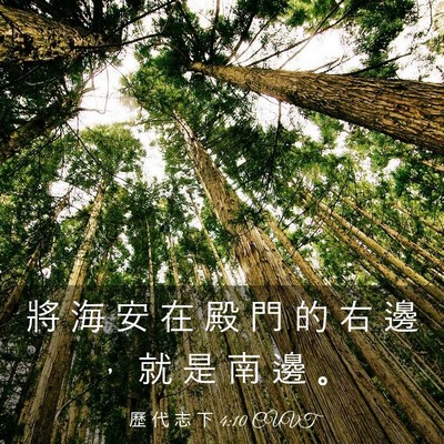 Picture 03 - 歷 代 志 下 4:10 CUVT - 將 海 安 在 殿 門 的 右 邊 ， 就 是 - Bible Verse Picture