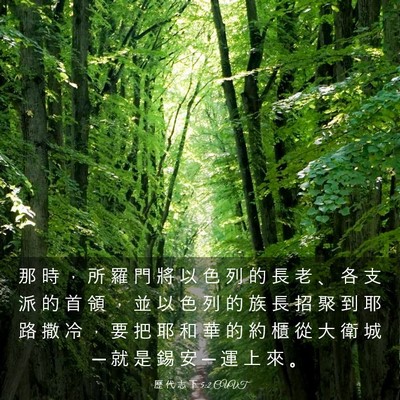 Picture 03 - 歷 代 志 下 5:2 CUVT - 那 時 ， 所 羅 門 將 以 色 列 的 長 - Bible Verse Picture