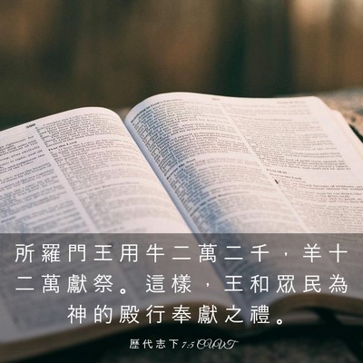Picture 03 - 歷 代 志 下 7:5 CUVT - 所 羅 門 王 用 牛 二 萬 二 千 ， 羊 - Bible Verse Picture