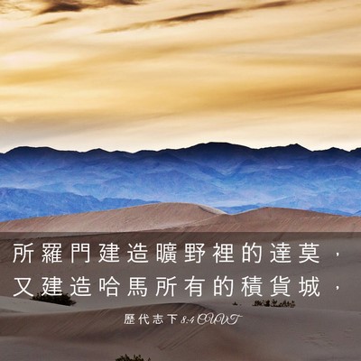 Picture 03 - 歷 代 志 下 8:4 CUVT - 所 羅 門 建 造 曠 野 裡 的 達 莫 ， - Bible Verse Picture
