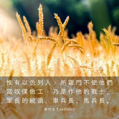Picture 03 - 歷 代 志 下 8:9 CUVT - 惟 有 以 色 列 人 ， 所 羅 門 不 使 - Bible Verse Picture