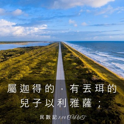 Picture 03 - 民 數 記 1:14 CUVT - 屬 迦 得 的 ， 有 丟 珥 的 兒 子 以 - Bible Verse Picture