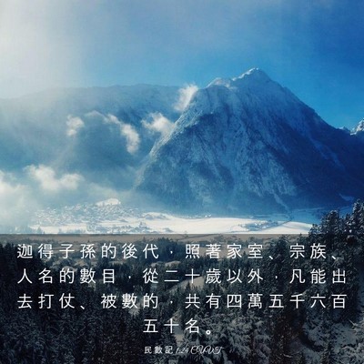 Picture 03 - 民 數 記 1:24 CUVT - 迦 得 子 孫 的 後 代 ， 照 著 家 室 - Bible Verse Picture