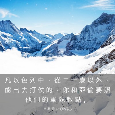 Picture 03 - 民 數 記 1:3 CUVT - 凡 以 色 列 中 ， 從 二 十 歲 以 外 - Bible Verse Picture