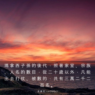 Picture 03 - 民 數 記 1:34 CUVT - 瑪 拿 西 子 孫 的 後 代 ， 照 著 家 - Bible Verse Picture