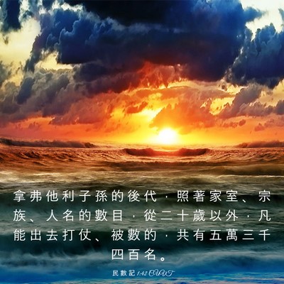Picture 03 - 民 數 記 1:42 CUVT - 拿 弗 他 利 子 孫 的 後 代 ， 照 著 - Bible Verse Picture