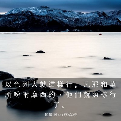 Picture 03 - 民 數 記 1:54 CUVT - 以 色 列 人 就 這 樣 行 。 凡 耶 和 - Bible Verse Picture
