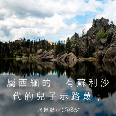 Picture 03 - 民 數 記 1:6 CUVT - 屬 西 緬 的 ， 有 蘇 利 沙 代 的 兒 - Bible Verse Picture