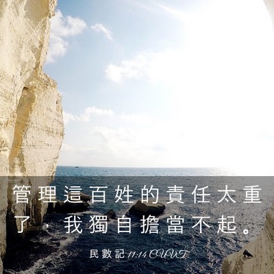 Picture 03 - 民 數 記 11:14 CUVT - 管 理 這 百 姓 的 責 任 太 重 了 ， - Bible Verse Picture