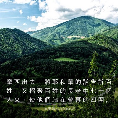 Picture 03 - 民 數 記 11:24 CUVT - 摩 西 出 去 ， 將 耶 和 華 的 話 告 - Bible Verse Picture
