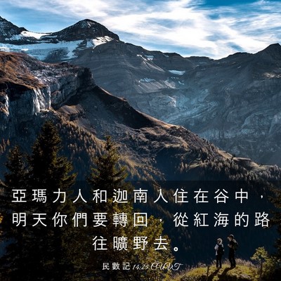 Picture 03 - 民 數 記 14:25 CUVT - 亞 瑪 力 人 和 迦 南 人 住 在 谷 中 - Bible Verse Picture