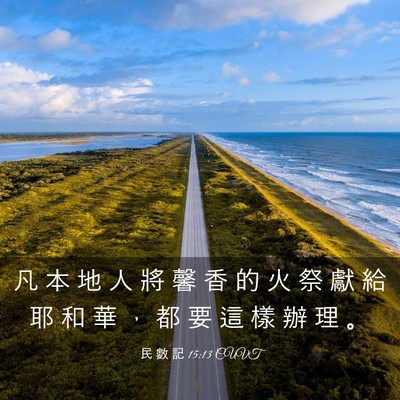 Picture 03 - 民 數 記 15:13 CUVT - 凡 本 地 人 將 馨 香 的 火 祭 獻 給 - Bible Verse Picture