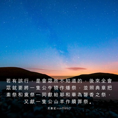 Picture 03 - 民 數 記 15:24 CUVT - 若 有 誤 行 ， 是 會 眾 所 不 知 道 - Bible Verse Picture