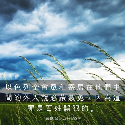 Picture 03 - 民 數 記 15:26 CUVT - 以 色 列 全 會 眾 和 寄 居 在 他 們 - Bible Verse Picture
