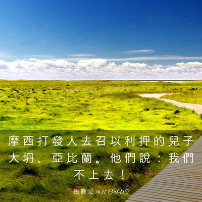 Picture 03 - 民 數 記 16:12 CUVT - 摩 西 打 發 人 去 召 以 利 押 的 兒 - Bible Verse Picture