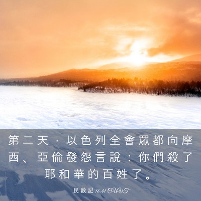 Picture 03 - 民 數 記 16:41 CUVT - 第 二 天 ， 以 色 列 全 會 眾 都 向 - Bible Verse Picture