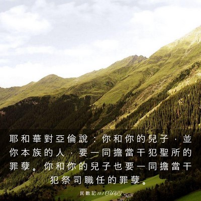Picture 03 - 民 數 記 18:1 CUVT - 耶 和 華 對 亞 倫 說 ： 你 和 你 的 - Bible Verse Picture