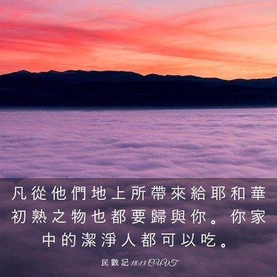Picture 03 - 民 數 記 18:13 CUVT - 凡 從 他 們 地 上 所 帶 來 給 耶 和 - Bible Verse Picture