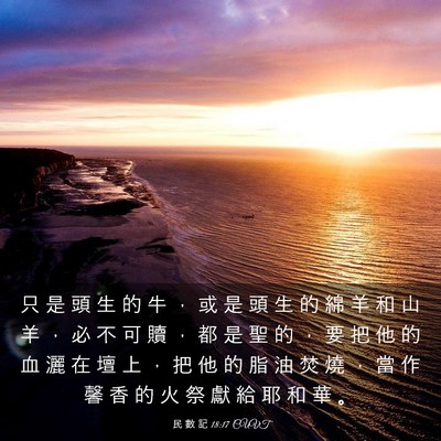 Picture 03 - 民 數 記 18:17 CUVT - 只 是 頭 生 的 牛 ， 或 是 頭 生 的 - Bible Verse Picture