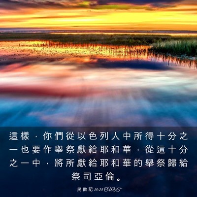 Picture 03 - 民 數 記 18:28 CUVT - 這 樣 ， 你 們 從 以 色 列 人 中 所 - Bible Verse Picture