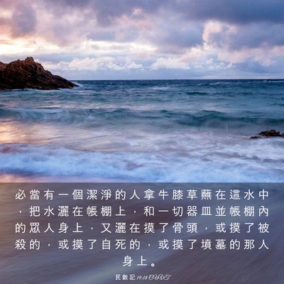Picture 03 - 民 數 記 19:18 CUVT - 必 當 有 一 個 潔 淨 的 人 拿 牛 膝 - Bible Verse Picture