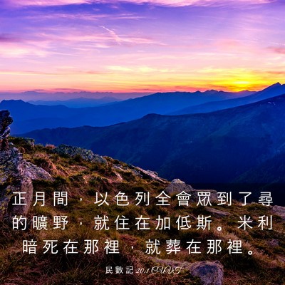 Picture 03 - 民 數 記 20:1 CUVT - 正 月 間 ， 以 色 列 全 會 眾 到 了 - Bible Verse Picture