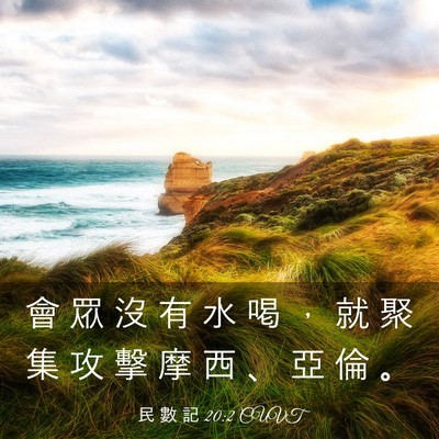 Picture 03 - 民 數 記 20:2 CUVT - 會 眾 沒 有 水 喝 ， 就 聚 集 攻 擊 - Bible Verse Picture