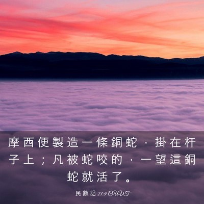 Picture 03 - 民 數 記 21:9 CUVT - 摩 西 便 製 造 一 條 銅 蛇 ， 掛 在 - Bible Verse Picture