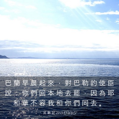 Picture 03 - 民 數 記 22:13 CUVT - 巴 蘭 早 晨 起 來 ， 對 巴 勒 的 使 - Bible Verse Picture