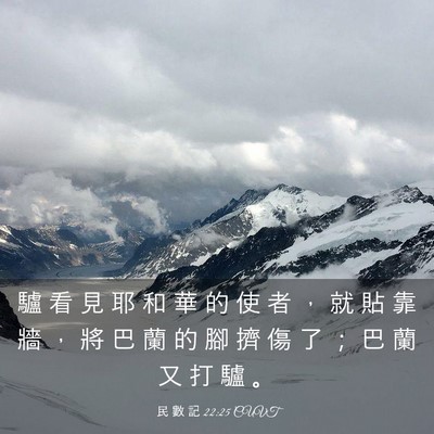 Picture 03 - 民 數 記 22:25 CUVT - 驢 看 見 耶 和 華 的 使 者 ， 就 貼 - Bible Verse Picture