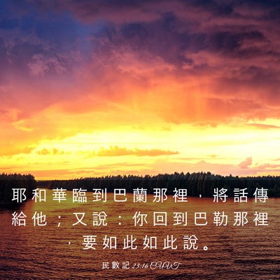 Picture 03 - 民 數 記 23:16 CUVT - 耶 和 華 臨 到 巴 蘭 那 裡 ， 將 話 - Bible Verse Picture