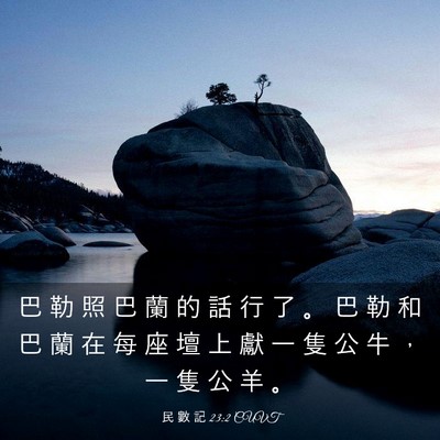 Picture 03 - 民 數 記 23:2 CUVT - 巴 勒 照 巴 蘭 的 話 行 了 。 巴 勒 - Bible Verse Picture
