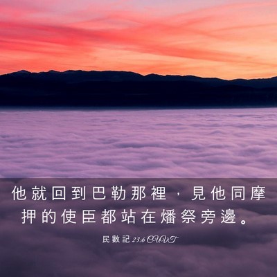 Picture 03 - 民 數 記 23:6 CUVT - 他 就 回 到 巴 勒 那 裡 ， 見 他 同 - Bible Verse Picture