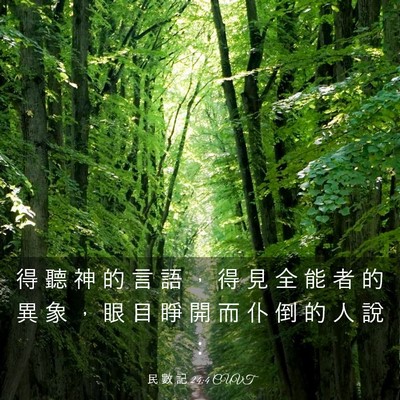 Picture 03 - 民 數 記 24:4 CUVT - 得 聽 神 的 言 語 ， 得 見 全 能 者 - Bible Verse Picture