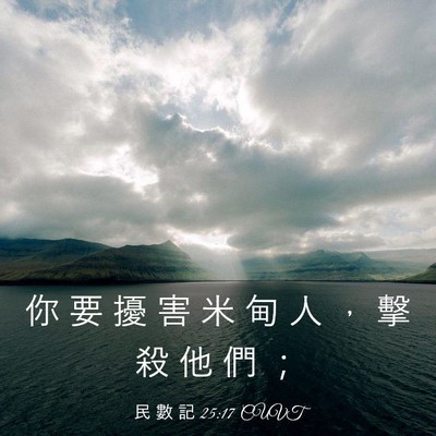 Picture 03 - 民 數 記 25:17 CUVT - 你 要 擾 害 米 甸 人 ， 擊 殺 他 們 - Bible Verse Picture