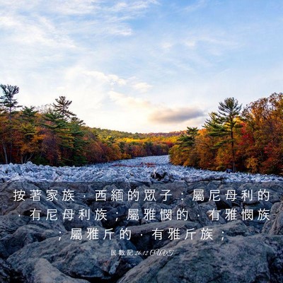 Picture 03 - 民 數 記 26:12 CUVT - 按 著 家 族 ， 西 緬 的 眾 子 ： 屬 - Bible Verse Picture