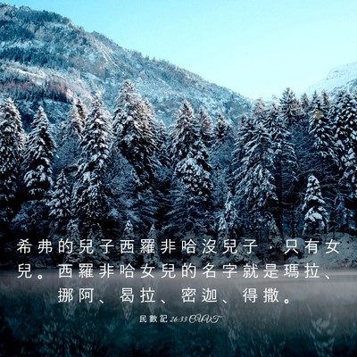 Picture 03 - 民 數 記 26:33 CUVT - 希 弗 的 兒 子 西 羅 非 哈 沒 兒 子 - Bible Verse Picture