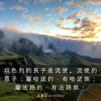 Picture 03 - 民 數 記 26:5 CUVT - 以 色 列 的 長 子 是 流 便 。 流 便 - Bible Verse Picture