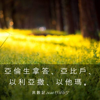 Picture 03 - 民 數 記 26:60 CUVT - 亞 倫 生 拿 答 、 亞 比 戶 、 以 利 - Bible Verse Picture