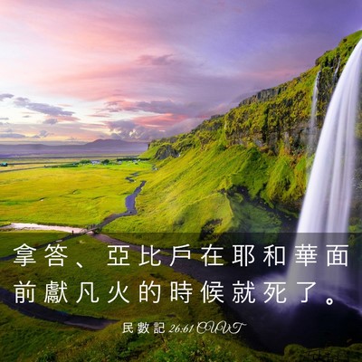 Picture 03 - 民 數 記 26:61 CUVT - 拿 答 、 亞 比 戶 在 耶 和 華 面 前 - Bible Verse Picture